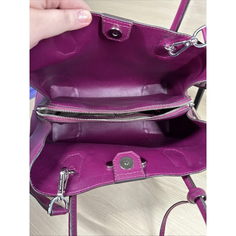 MICHAEL KORS STUDIO Mercer Purple‎ Magenta Leather Large Convertible Tote Bag